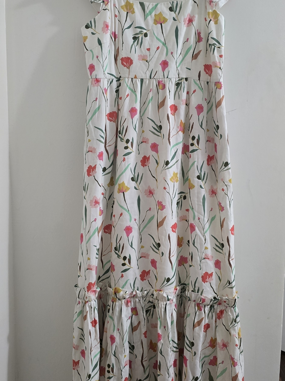 Crosby White Dress with Pink, Yellow & Green Floral Print